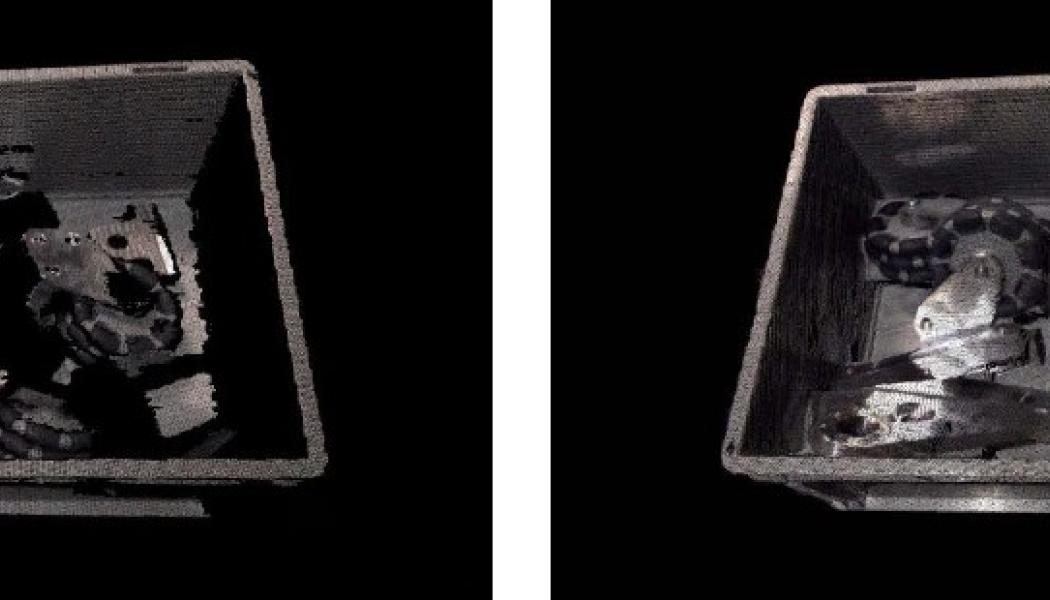 Före- och efterbild av 3D-skanning med den nya tekniken. Foto: Photoneo/OEM Automatic