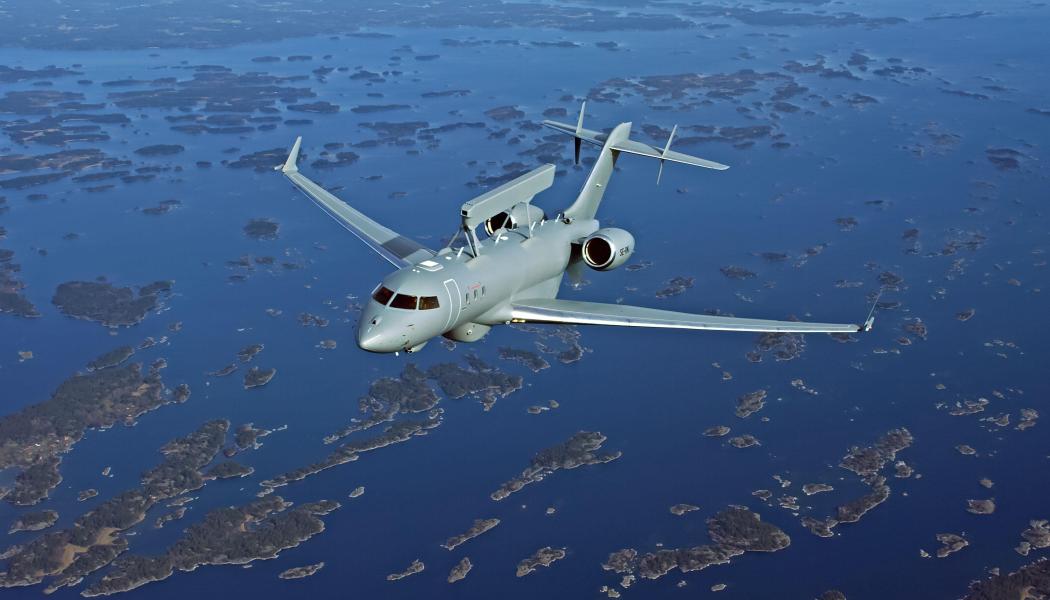 GlobalEye ger spanings- och ledningsförmåga över luftrum, hav och mark med ett antal aktiva och passiva sensorer som gör det möjligt att upptäcka och identifiera objekt på långa avstånd. Foto: FMV