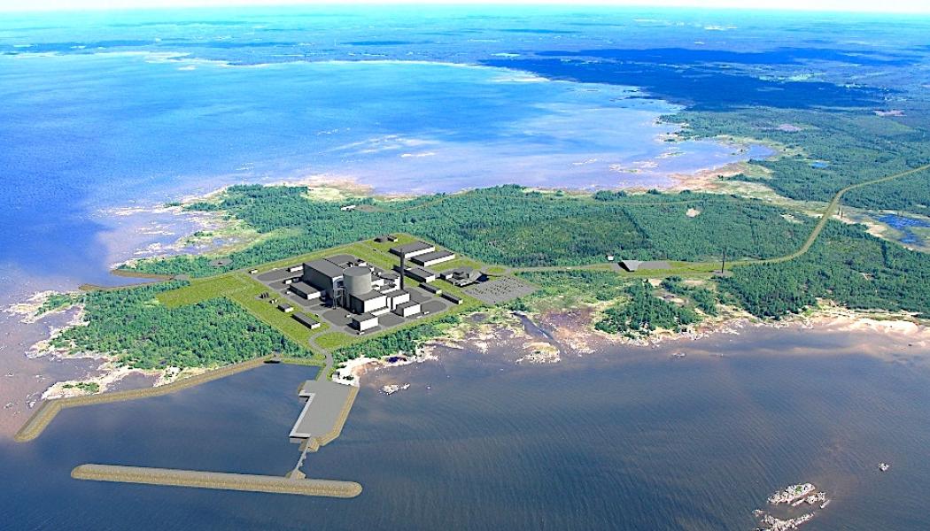 En illustration av det planerade kärnkraftverket Hanhikivi 1 i norra Österbotten i Finland. Foto: Fennovoima