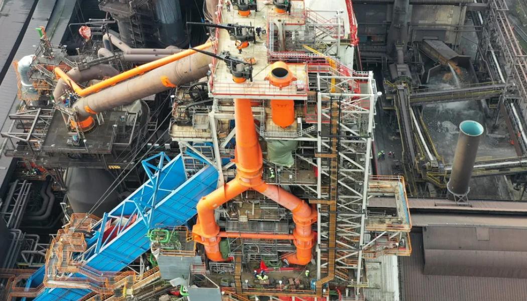 En masugn vid ArcelorMittals stålverk i Gent, Belgien, där en testanläggning för koldioxidinfångning har installerats
Foto: ArcelorMittal