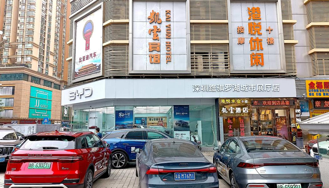 En BYD-återförsäljare i kinesiska Shenzhen. BYD Auto är den största tillverkaren av nya energifordon i Kina genom tiderna. Foto: Wikipedia Common Lic, kredit: Feisim LEOANU 
