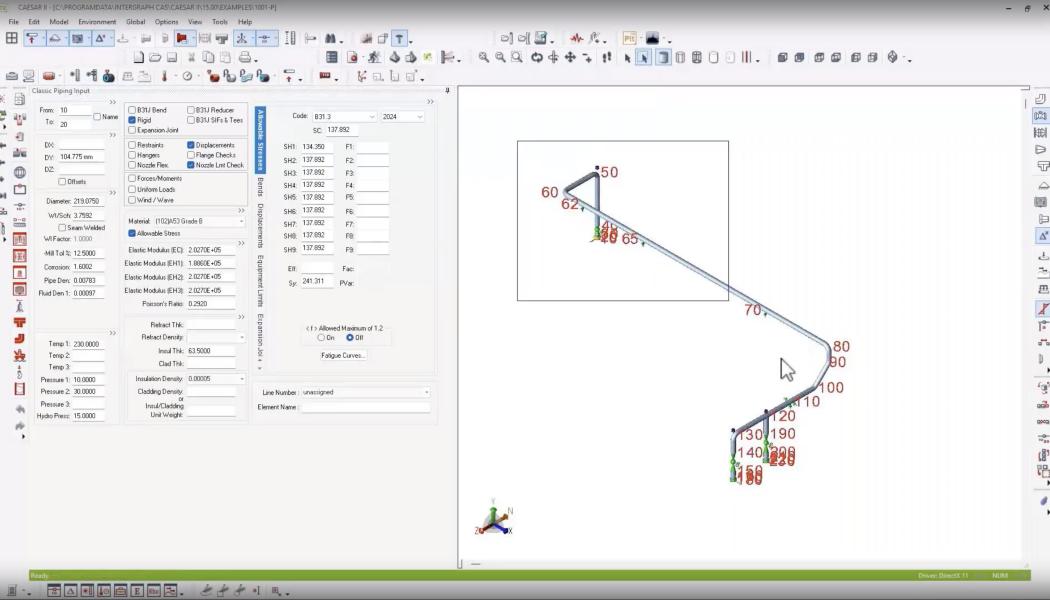 Skärmbild av programvaran Caesar II. Bild: Hexagon/Helena Liden