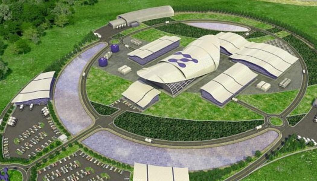 Illustration av hur ett SMR-kraftverk från NuScale i rumänska Doicesti kan se ut. Bild: NuScale