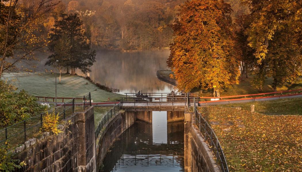 Fall- och slussområdet i Trollhättan är Årets industriminne 2025. Foto: Tekniska museet