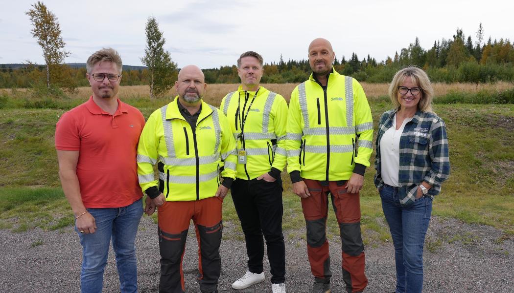Fr. vänster_Johan Gustafsson-Magnus Kohkoinen-Magnus Pekkari-Patrik Snell-Linda Dittrich. Foto: Snells Entreprenad AB/Nordkust Maskin AB 