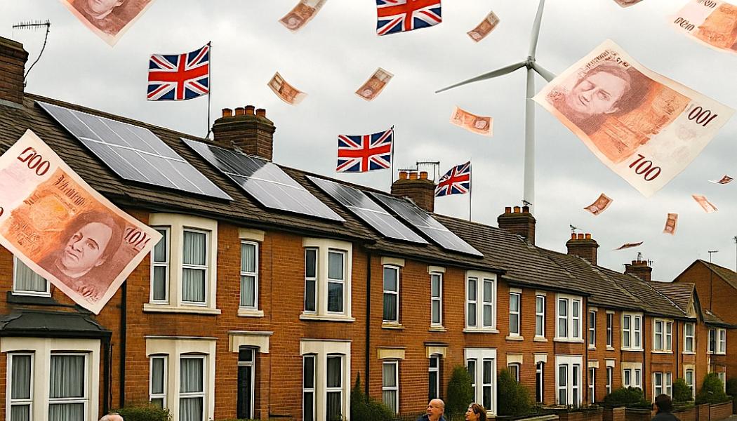 Enligt en färsk brittisk analys kommer en snabb utbyggnad av förnybar energi och den nödvändiga infrastrukturen att belasta statsbudgeten och konsumenternas elräkningar. Illustration: AI-genererad bild. Ej ett fotografi.
Upphovsrätt © Conventus– 