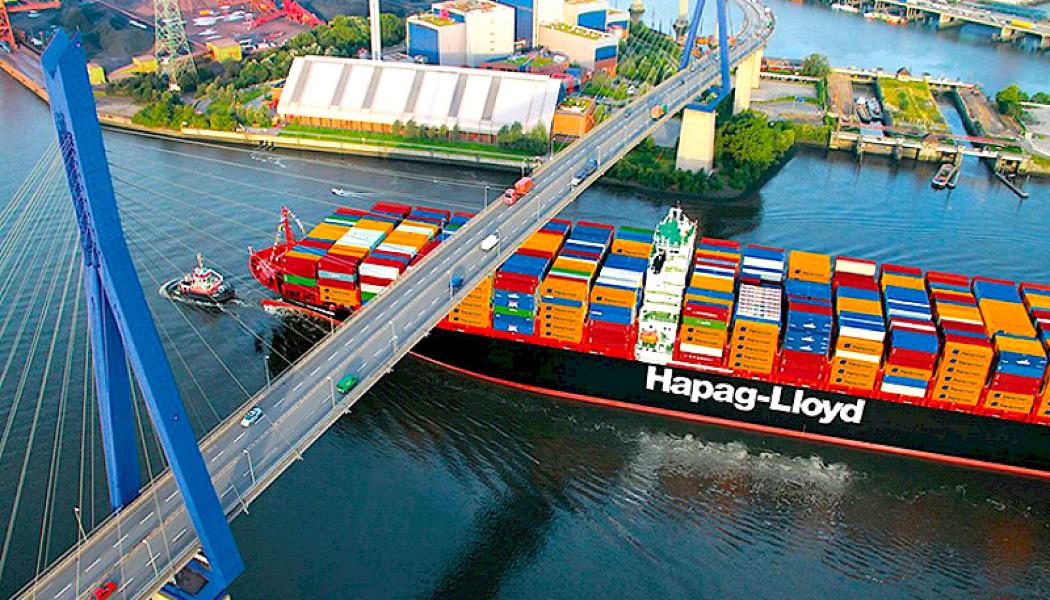 Hapag-Lloyds containerfartyg i Hamburgs hamn. Foto: Hapag-Lloyd