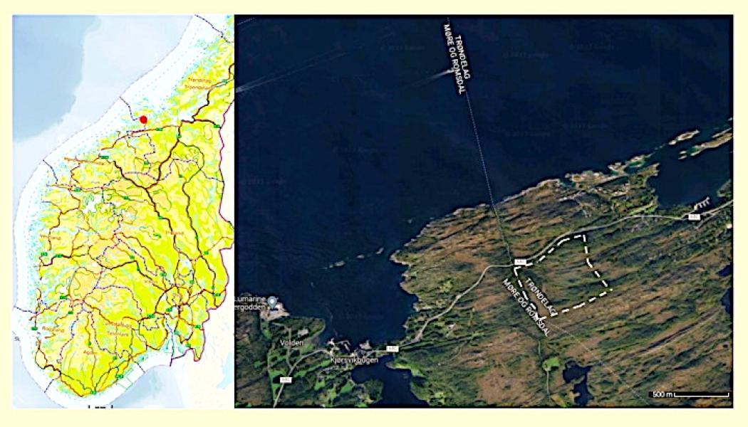 Föreslagen plats för anläggningen. Karta och bild: Norsk Kjernekraft