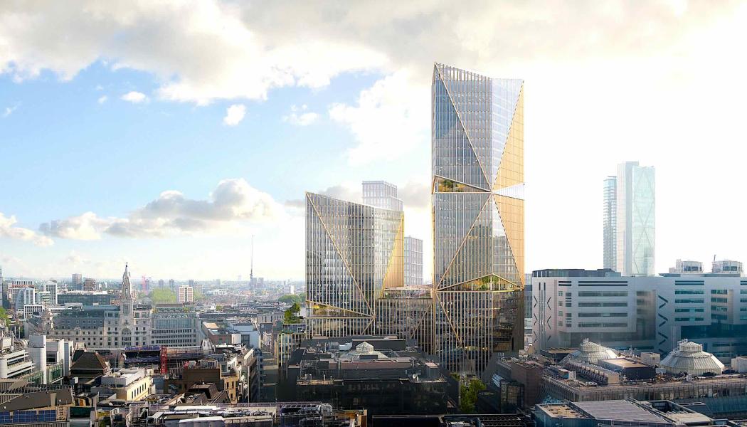 KONE kommer att leverera 31 hissar och tre rulltrappor till skyskraporna som byggs på adressen 2 Finsbury Avenue (2FA) i City of London. Foto: KONE