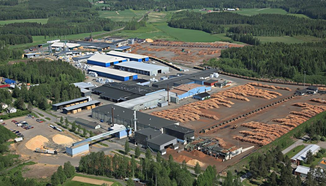 Korkeakoski såg producerar ca 350 000 kubikmeter virke per år. Foto: UPM Timber