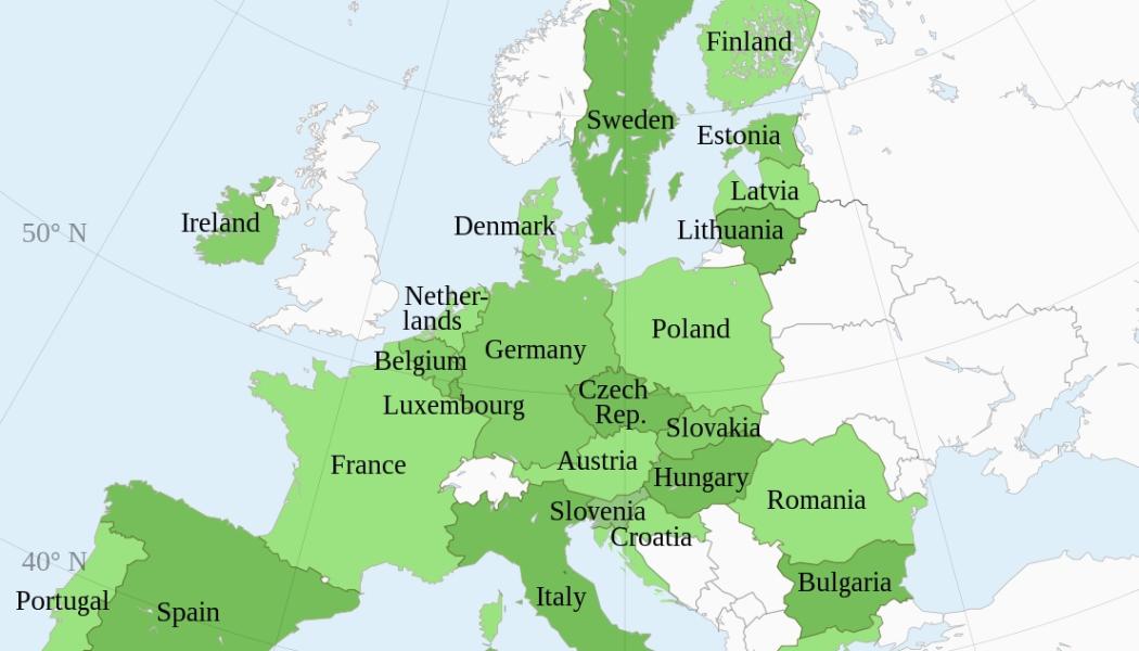 Kontinentala territorier i Europeiska unionens medlemsstater. Bild: Wikipedia Common lic, kredit: Ssolberg
