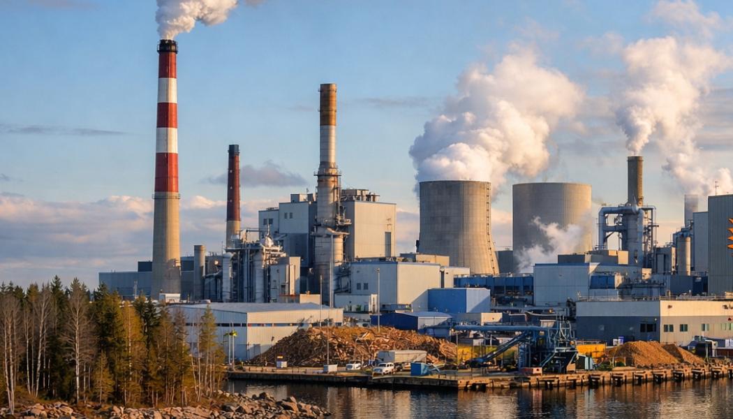 Finskt pappersbruk. Illustration, ej fotografi- AI-genererat innehåll, Copyright, Conventus