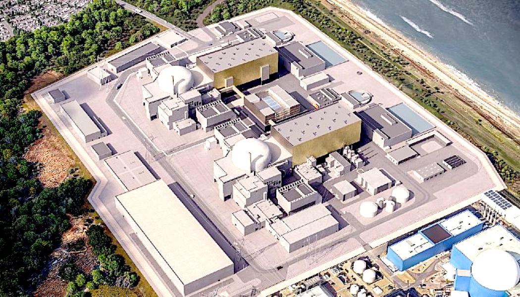 Så kan det nya kärnkraftverket Sizewell C komma att se ut. Bild: Sizewell C