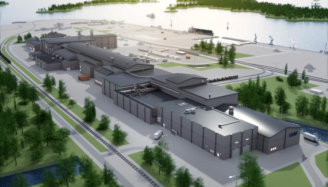 Illustration av SSAB:s planerade stålverk i Luleå. Pressbild: SSAB