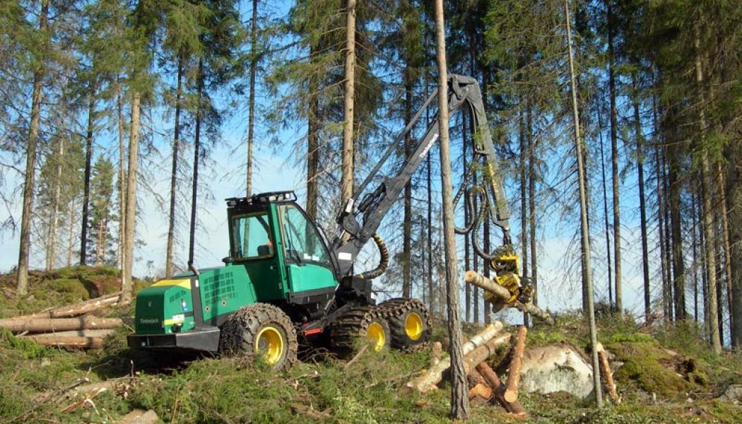 Bearbetning av finländsk skog med Timberjack 1070D Harvester. Foto: Wikipedia Common, kredit: Heikki Valve
