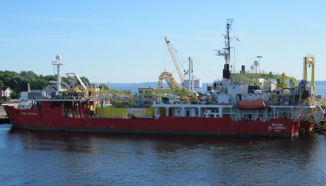 Ett kabelläggningsfartyg i Skagerrack från Nexans. Foto: Ulflarsen/Wikimedia Commons