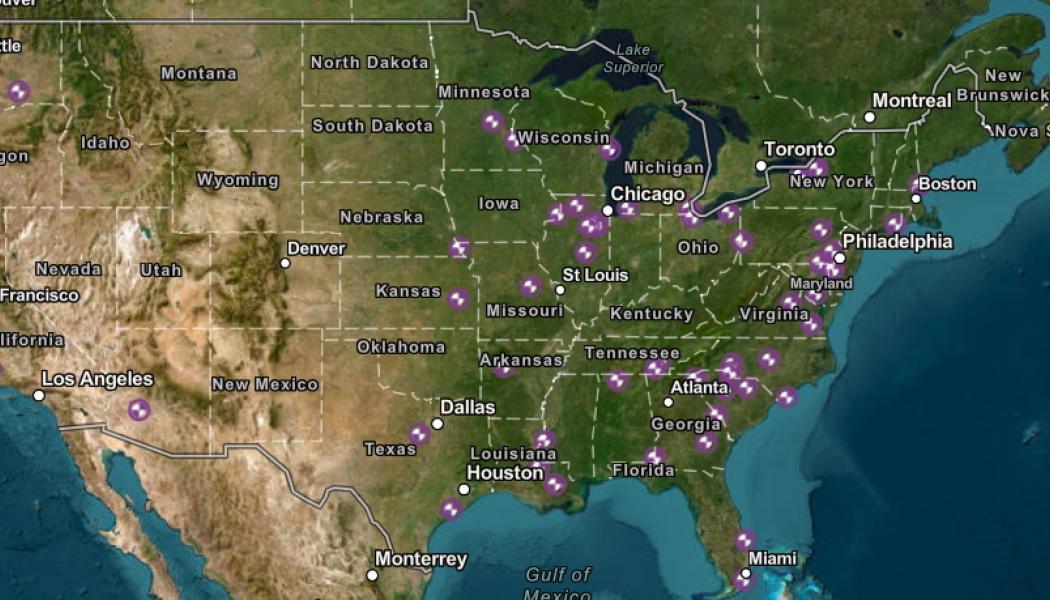 Karta över kärnkraftverk i USA. Det finns för närvarande 54 kärnkraftsverk i USA. Källa: U.S. Energy Information
