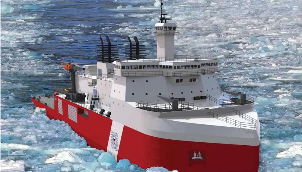 Tung isbrytare. Isbrytarna i Polar Security Cutter-klassen ska bli de första tunga isbrytare som byggs i USA på nästan 50 år. Budgeten och tidplanen för det första fartyget har dock spårat ur kraftigt. Illustration av ett fartyg i Polar Security Cutter-klassen. Bild: U.S. Coast Guard.