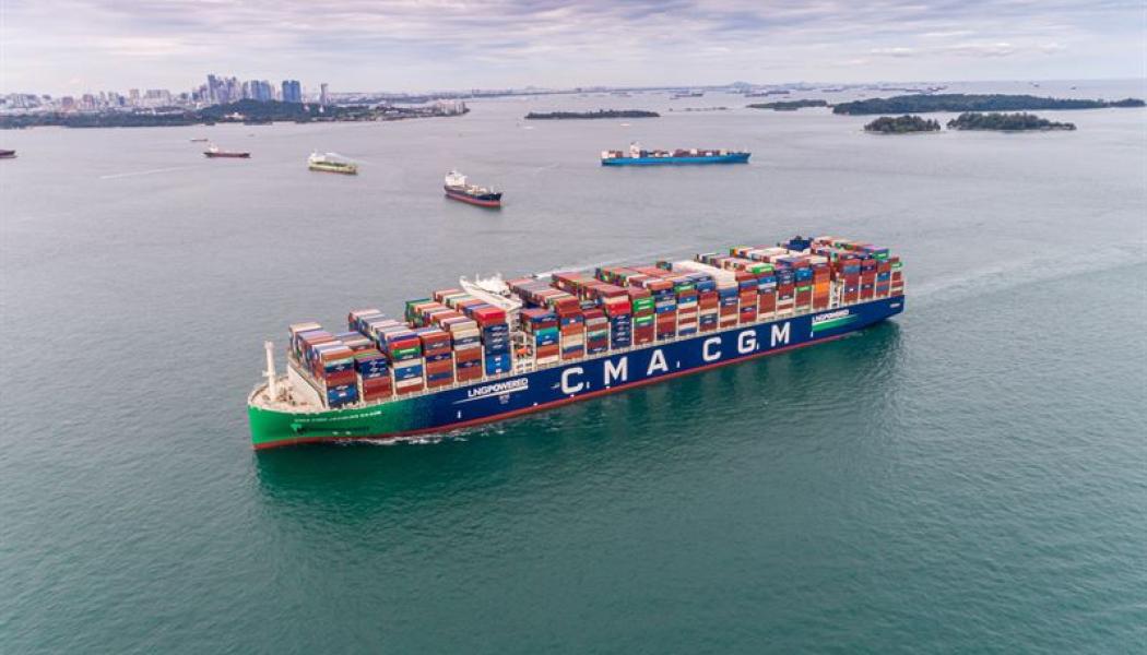 De 14 fartyg som omfattas av avtalet trafikerar rutter mellan Asien och Europa. Flottan består av fem fartyg med en kapacitet på 15 000 TEU och nio fartyg med en kapacitet på 23 000 TEU. Samtliga fartyg är utrustade med WinGD tvåtakts huvudmotorer och Wärtsilä fyrtakts hjälpmotorer samt gasventilenheter. Foto: CMA CGM