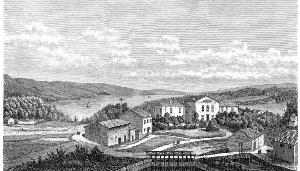 Gjuteriet i Guldsmedshyttan grundades redan på 1400-talet och är ett av världens äldsta gjuterier i drift. Xylografi från 1866. Bild: Wikimedia Commons