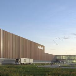 Illustration av planerad batterifabrik i Tyskland. Så skulle det se ut i Heide, i delstaten Schleswig-Holstein. Foto: Northvolt