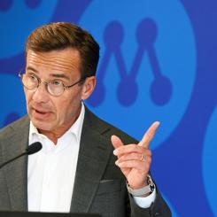 Fredrik Sandberg/TT: Moderaternas partiledare Ulf Kristersson ser inga problem med aktieutdelning. Arkivbild.