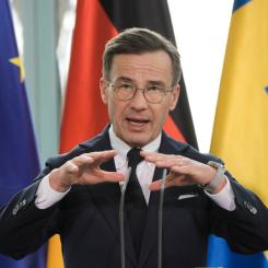 Markus Schreiber/AP/TT: Statsminister Ulf Kristersson (M) i Berlin.