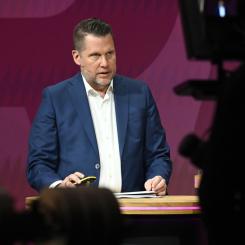 Jessica Gow/TT: Embracers vd Lars Wingefors förklarar vad som gått fel. Arkivbild.