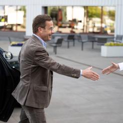 Björn Larsson Rosvall/TT: Ulf Kristersson (M) besökte på onsdagen bland annat Volvo lastvagnar i Göteborg.