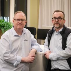 Per Stenfelt och Mikael Andersson i Artifex Systems nya ingenjörscenter i Göteborg. Foto: Ben Kendall