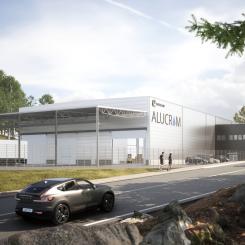 Illustrationsbild av den kommande anläggningen Arendals Backe på Hisingen i Göteborg. Bild: Alucrom