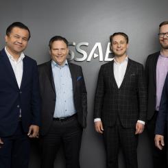 Från vänster till höger: Abhishek Sinha (Accenture), Fredrik Engdar (Accenture), Niko Korte (SSAB), Veli-Pekka Mäkinen (BDO), Tuomo Kuokkanen (Accenture). Foto: Photographer
