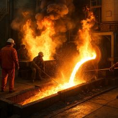 Rio Tinto ser den nya tekniken som ett steg mot att säkra bolagets relevans i en stålindustri som rör sig bort från kolbaserade masugnar. Symbolbild & Illustration: AI-genererad bild. Ej ett fotografi. Upphovsrätt © Conventus