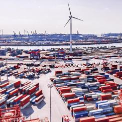Container-avdelningen i Hamburgs hamn. Foto: CSM