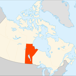 Provinsen Manitoba i Kanada är en glesbefolkad provins, men drygt 600 000 kvadratkilometer. Karta: EOZyo/Wikimedia Commons