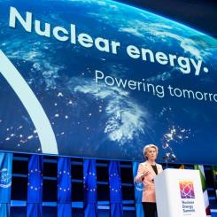 Von der Leyen meddelade i Paris att EU-kommissionen planerar att erbjuda en garanti på 200 miljoner euro för privata investeringar i nya kärnkraftsteknologier. Foto: Europeiska Kommissionen