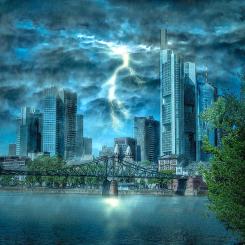 Det blixtrar i finansmetropolen Frankfurt. Bild: Creative Commons Lic. Pixabay, kredit: Tabor