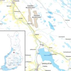 Platsen för fyndet. Grafit är en av batteriindustrins viktigaste råvaror. Den nya fyndigheten i Siikalatva kan på sikt bli en av Europas största och minska EU:s beroende av importerad grafit. Klicka på krysset i vänstra övre hörnet för att förstora bilden. Karta: Kupukan Grafiitti