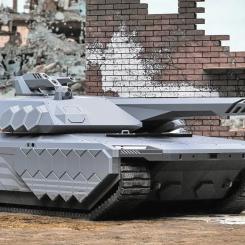 En avbildning av Hyundai Rotems nästa generations stridsvagn, vars initiala design presenterades nyligen. Stridsvagnen använder ett hybridsystem som kombinerar en dieselmotor med vätgasbränsleceller,: Hyundai Rotem