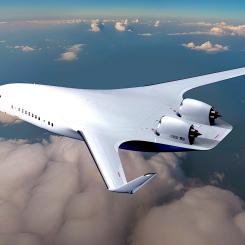JetZeros blended wing-design, där flygkropp och vingar smälter samman, ger betydande aerodynamiska fördelar. Foto: JetZero