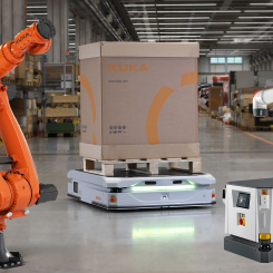 De nya robotarna går att ladda induktivt medan de arbetar, vilket ger en driftstid på upp till 24 timmar om dygnet. Foto: Kuka