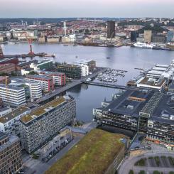 Drönarfoto över Göteborg, Lindholmen. Foto: Business Region Göteborg