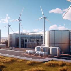 En datorgenererad visualisering av projektet H2-Hub Lubmin, ett av de projekt som nyligen drog sig ur Europeiska vätgasbankens stödsystem under förhandlingarna.
Foto: Deutsche ReGas