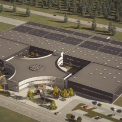 Översiktsbild nya anläggningen i Växjö. Bild: GBJ Bygg