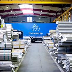 Thyssenkrupps stållager i koncernens fabrik i tyska Duisburg. Foto: Thyssenkrupp
