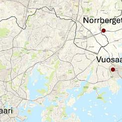 Energibolaget Helen har identifierat tre potentiella platser i Helsingfors – bland annat i Nordsjö (Vuosaari), Sundholmen (Salmisaari) och Norrberget för byggandet av en småskalig kärnkraftsanläggning. Foto: Helen Oy.